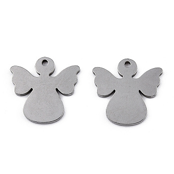 304 Stainless Steel Charms, Laser Cut, Angel, Stainless Steel Color, 15x15x1mm, Hole: 1.2mm