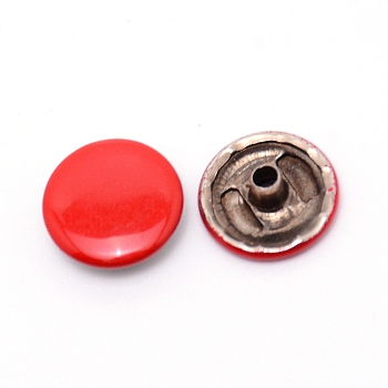 Iron Snap Buttons, for Costume Jacket Coat Accessories, Red, 1.25x0.45cm, Hole: 2mm