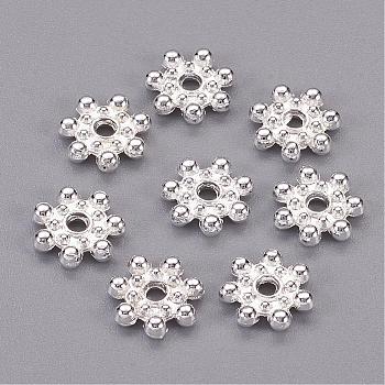 Tibetan Style Alloy Spacer Beads, Daisy, Silver Color Plated, 8x2mm, Hole: 1.5mm