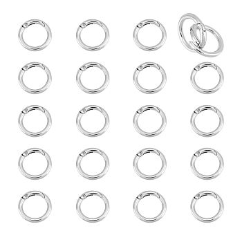 20Pcs Zinc Alloy Spring Gate Rings, O Rings, Platinum, 6 Gauge, 27x4mm, Inner Diameter: 20mm