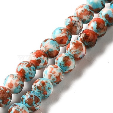 Orange Red Round Synthetic Turquoise Beads