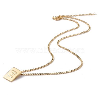 Collar con colgante rectangular de letra inicial de acero de titanio para hombres y mujeres(NJEW-E090-01G-05)-2