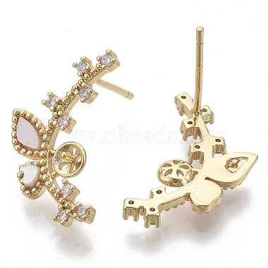 Brass Micro Pave Clear Cubic Zirconia Stud Earring Findings(KK-N230-03-NF)-2