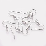 Tarnish Resistant 316 Surgical Stainless Steel Earring Hooks, Ear Wire, with Horizontal Loop, Stainless Steel Color, 18.5x19x2.85mm, Hole: 1.8mm(STAS-I090-03P)