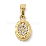 Ion Plating(IP) 304 Stainless Steel Micro Pave Cubic Zirconia Pendants, Oval, 11x7x2.5mm, Hole: 4.5x2.5mm(STAS-Z107-02G-02)