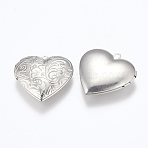 Tarnish Resistant 304 Stainless Steel Locket Pendants, Photo Frame Charms for Necklaces, Heart, Stainless Steel Color, 29x29x7mm, Hole: 2mm, Inner Size: 16.5x21.5mm(STAS-E144-014P)