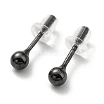 Hypoallergenic Bioceramics Zirconia Ceramic Round Ball Stud Earrings, Stud Post Earrings, Black, 4mm(EJEW-Q768-18A)