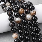 Natural Black Agate Beads Strands, Dyed & Heated, Round, 12~12.5mm, Hole: 1mm, about 33pcs/strand, 15.75''(40cm)(G-H343-D02-12mm)