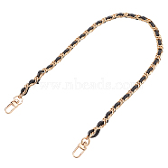Cowhide Leather Purse Iron Chain Straps, with Zinc Alloy Swivel Clasps, for Shoulder Crossbody Handbag Replacement, Light Gold, 60x1.1x0.6cm(FIND-WH0156-32KCG)