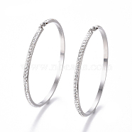 304 Stainless Steel Big Hoop Earrings, with Polymer Clay Rhinestone, Crystal, Stainless Steel Color, 68x65x3mm, Pin: 0.7x1mm(EJEW-L232-036I-P)