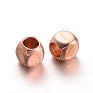 Cube Brass Spacer Beads, Rose Gold, 3x3x3mm, Hole: 2mm(X-KK-L129-46RG)