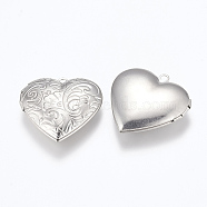 304 Stainless Steel Locket Pendants, Photo Frame Charms for Necklaces, Heart, Stainless Steel Color, 29x29x7mm, Hole: 2mm, Inner Size: 16.5x21.5mm(STAS-E144-014P)