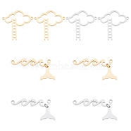 8Pcs 4 Styles 201 Stainless Steel Connector Charms, Cloud with Ladder and Fish Tail, Mixed Color, 28~29x5~28.5x1mm, Hole: 1.4~1.5mm, 2pcs/style(STAS-UN0039-24)