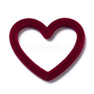 Flocky Resin Pendants, Heart, Dark Red, 36x41x4mm, Hole: 1.5mm(RESI-G024-01C)