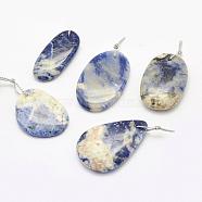 Natural Sodalite Pendants, Mixed Shapes, 30~66x18~52x3~14mm, Hole: 2mm(G-G694-B-18)