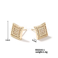 Elegant Valentine's Day Earrings, European and American Fashion Square Stud Earrings, Golden, 10x2mm(XF9247-1)