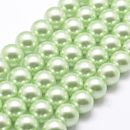 Polished Round Grade A Shell Pearl Bead Strands, Dark Sea Green, 6mm, Hole: 1mm, about 64pcs/strand, 15.7 inch(BSHE-M027-6mm-21)