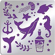 Stainless Steel Cutting Dies Stencils, for DIY Scrapbooking/Photo Album, Decorative Embossing DIY Paper Card, Matte Stainless Steel Color, Ocean Themed Pattern, 15.6x15.6cm(DIY-WH0279-079)