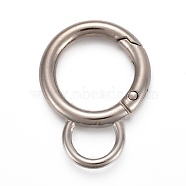 Alloy Spring Gate Ring, with Loop, Circle Key Rings, for Handbag Ornaments Decoration, Cadmium Free & Lead Free, Platinum, 38x29x4mm, Hole: 10.5x7mm(KEYC-H109-03A-P)