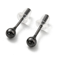 Ceramic Round Ball Stud Earrings, Stud Post Earrings, Black, 4mm(EJEW-Q768-18A)