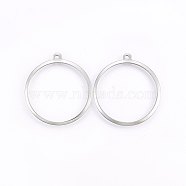 201 Stainless Steel Pendants, Ring, Stainless Steel Color, 27.5x25x1mm, Hole: 1.2mm(STAS-E438-31P)