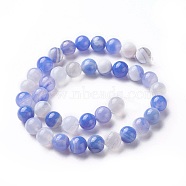 Natural Agate Beads Strands, Dyed, Round, Cornflower Blue, 10mm, Hole: 1mm, about 38pcs/strand, 14.56 inch(37cm)(G-P434-09A-C)