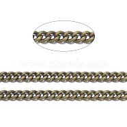 Brass Twisted Chains, Curb Chains, Unwelded, with Spool, Oval, Lead Free & Nickel Free & Cadmium Free, Antique Bronze, 3.7x2.7x0.8mm, about 301.83 Feet(92m)/roll(CHC-S096-AB-NF)