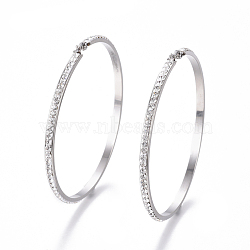 304 Stainless Steel Big Hoop Earrings, with Polymer Clay Rhinestone, Crystal, Stainless Steel Color, 68x65x3mm, Pin: 0.7x1mm(EJEW-L232-036I-P)