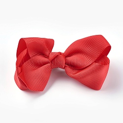 Grosgrain Bowknot Alligator Hair Clips, with Iron Alligator Clips, Crimson, 40~50x70~82x25~30mm(PHAR-WH0002-A07)