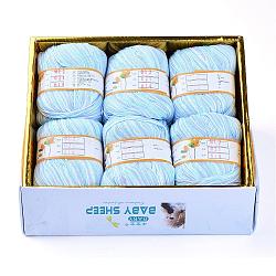 Baby Yarns, with Cotton, Silk and Cashmere, Aquamarine, 1mm, about 50g/roll, 6rolls/box(YCOR-R028-YBB21)