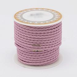Braided Cowhide Leather Cord, Leather Rope String for Bracelets, Flamingo, 4mm, about 5.46 yards(5m)/roll(NWIR-N005-01D-4mm)