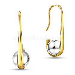 SHEGRACE 925 Sterling Silver Dangle Earrings, Round, Real 18K Gold Plated & Platinum, 33mm(JE844A)