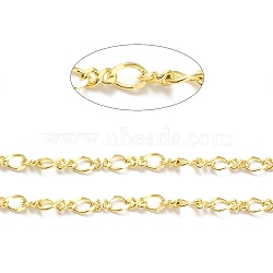 Rack Plating Brass Figaro Chains, Soldered, with Spool, Lead Free & Cadmium Free, Real 18K Gold Plated, Link: 6.5x4x1mm and 5.5x3x1.5mm(CHC-F016-08G)
