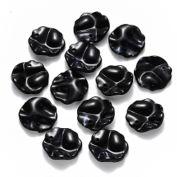 Acrylic Pendants, Imitation Gemstone Style, Waved Flat Round, Black, 19.5x19.5x5mm, Hole: 1.8mm, about 650pcs/500g(OACR-R075-09G)