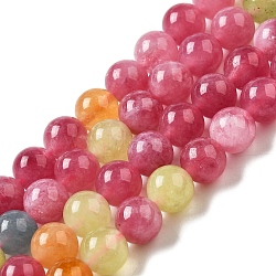 Dyed Natural Malaysia Jade Beads Strands, Round, Mixed Color, 8mm, Hole: 1.2mm, about 23pcs/strand, 7.28 inch(18.5cm)(X-G-G021-02B-16)