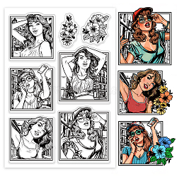 Custom Summer Theme PVC Plastic Clear Stamps, for DIY Scrapbooking, Photo Album Decorative, Cards Making, Human, 160x110mm(DIY-WH0631-0144)