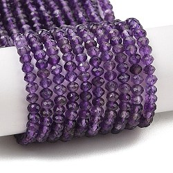 Natural Amethyst Beads Strands, Faceted, Rondelle, 4x3mm, Hole: 0.7mm, about 131~133pcs/strand, 15.35''(39cm)(G-K376-B09-02)