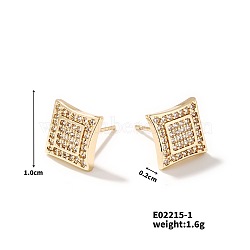 Elegant Valentine's Day Earrings, European and American Fashion Square Stud Earrings, Golden, 10x2mm(XF9247-1)