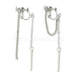 Rertangle Alloy Chain Tassel Cuff Earrings for Women Men, Platinum, 70x2mm(EJEW-C093-02P)