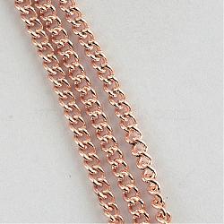 Unwelded Iron Curb Chains, with Spool, Rose Gold, 4x3.3x0.9mm, about 328.08 Feet(100m)/roll(CH-R078-12RG)