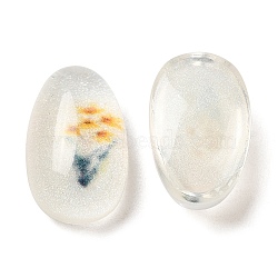 Transparent Epoxy Resin Cabochons, with Glitter Powder, Clear, Flower, 15x9x6mm(CRES-Z002-02)