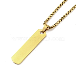 PVD Vacuum Plating 201 Stainless Steel Pendant Necklaces for Man, Rectangle, Real 18K Gold Plated, 23.66 inch(60.1cm), Rectangle: 39.5x9x1.3mm(NJEW-Q336-03E-G)