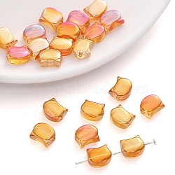 10Pcs Electroplate Glass Beads, Cat, Orange, 10x8mm, Hole: 1mm(PW-WG5CD4E-04)