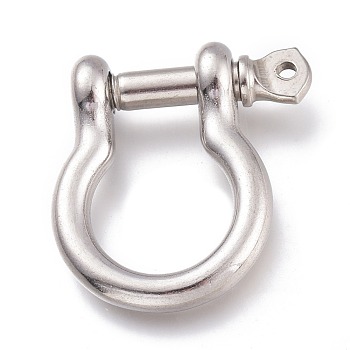 304 Stainless Steel D-Ring Anchor Shackle Clasps, Stainless Steel Color, 35x30.5x10mm, Hole: 2.4mm