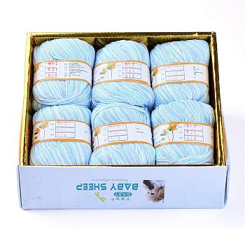 Baby Yarns, with Cotton, Silk and Cashmere, Aquamarine, 1mm, about 50g/roll, 6rolls/box