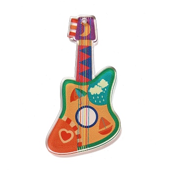 Instrument Theme Translucent Resin Big Pendants, Colorful Guitar Charms, Umbrella, 52x27x2.2mm, Hole: 1.8mm
