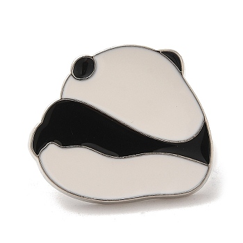 Panda Enamel Pin, Alloy Brooch for Backpack Clothes, White, 21.5x25x2mm
