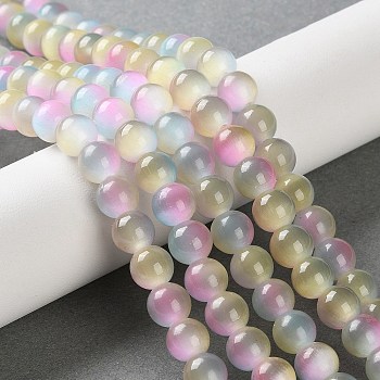 Cat Eye Beads Strands, Round, Mixed Color, 7.5~8mm, Hole: 1mm, about 48pcs/strand, 13.58''~13.78''(34.5~35cm)