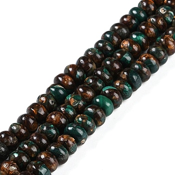 Assembled Natural Malachite & Bronzite Beads Strands, Rondelle, 6x4mm, Hole: 0.6mm, about 102pcs/strand, 15.75''(40cm)