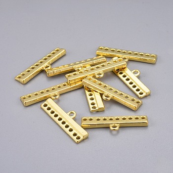 Tibetan Style Links, Chandelier Components, Rectangle/Bar, Cadmium Free & Nickel Free & Lead Free, Golden, 9x28x2.5mm